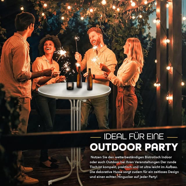 Thumbnail 6 de tillvex® Gastro Stehtisch klappbar 2er-Set Ø70 cm mit Husse – runder Bistrotisch für Indoor & Outdoor