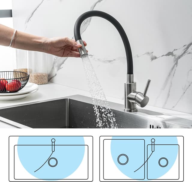 Detalle 2 de LakeBayMZC Robinet cuisine noir 360°