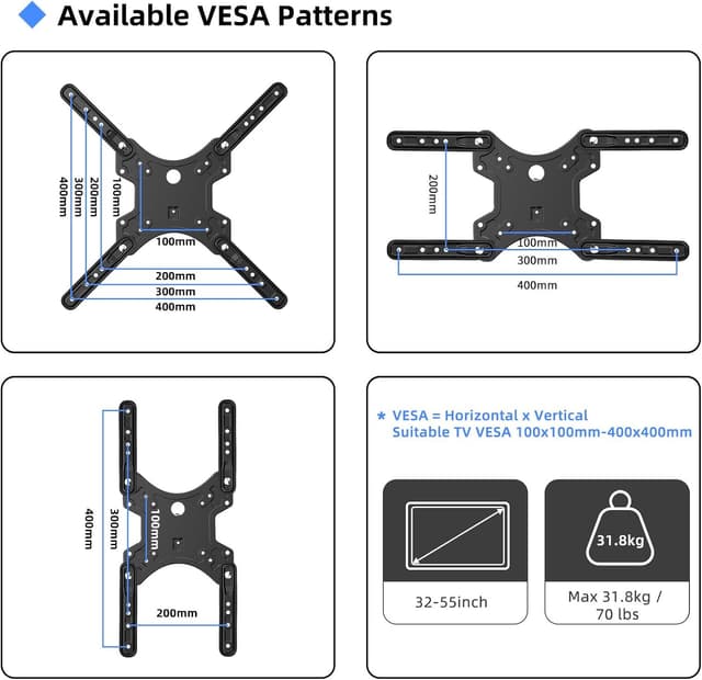 Detalle 1 de suptek MAFD-L400 support TV pivotant VESA 400