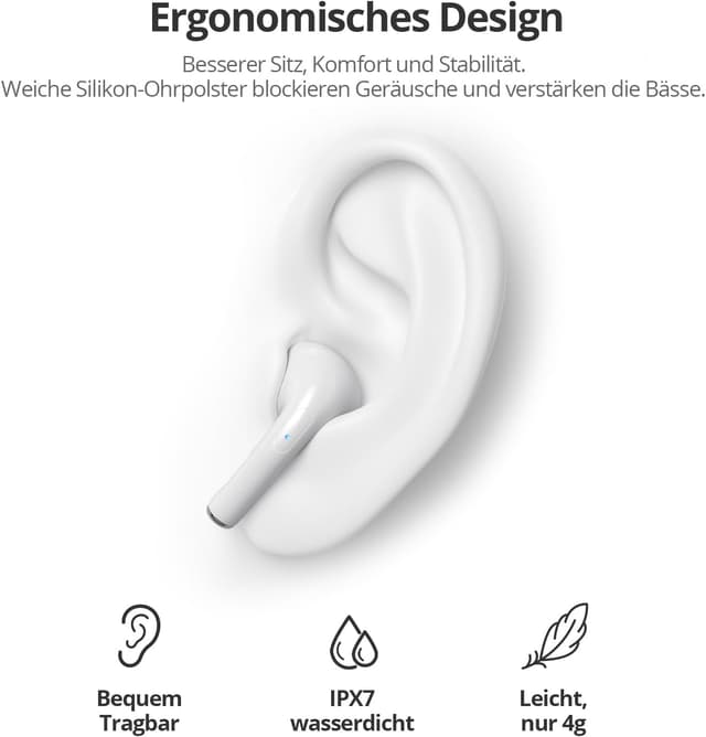 Thumbnail 6 de Ciciloud Bluetooth 5.3 In-Ear Kopfhörer mit Hi‑Fi Stereoton, HD‑Mikro und 46 Stunden Laufzeit