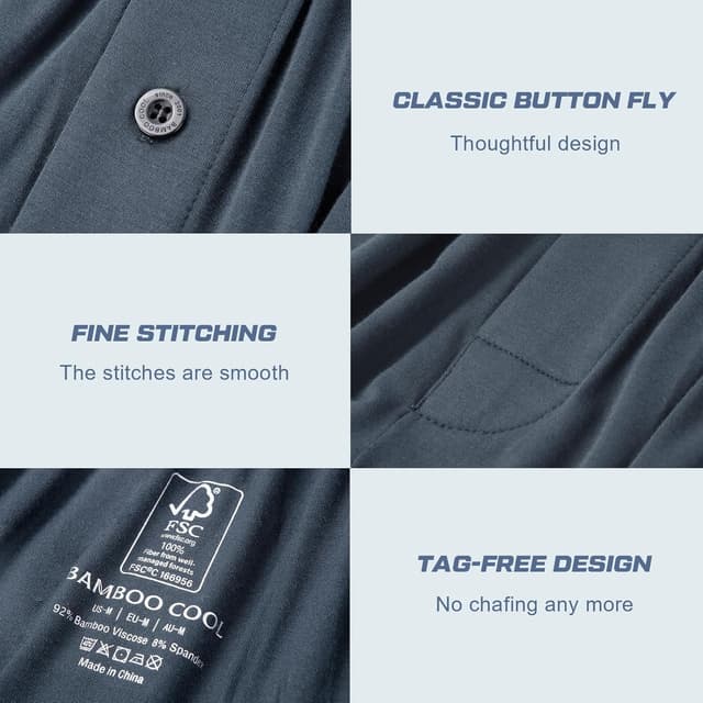 Detalle 2 de BAMBOO COOL Men’s Lounge Sleep Shorts with Pockets (2-Pack)