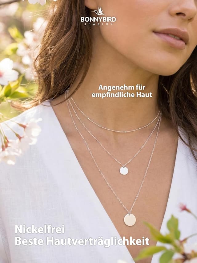 Detalle 2 de BONNYBIRD BonnySydney: wassfestes Edelstahl-Ketten-Set für Damen in Silber, Gold & Roségold