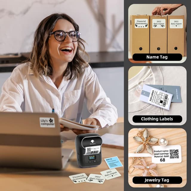 Thumbnail 6 de Phomemo M110 Bluetooth-Etikettendrucker (Thermo) – tragbarer Label Printer für Barcode & Aufkleber, schwarz