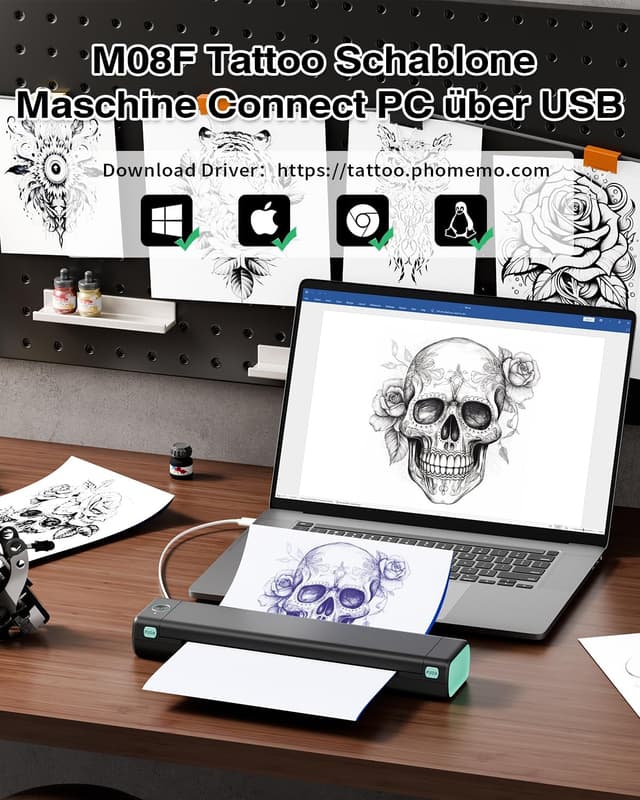 Thumbnail 2 de Phomemo M08F Tattoo Drucker 1200 mAh 🖨