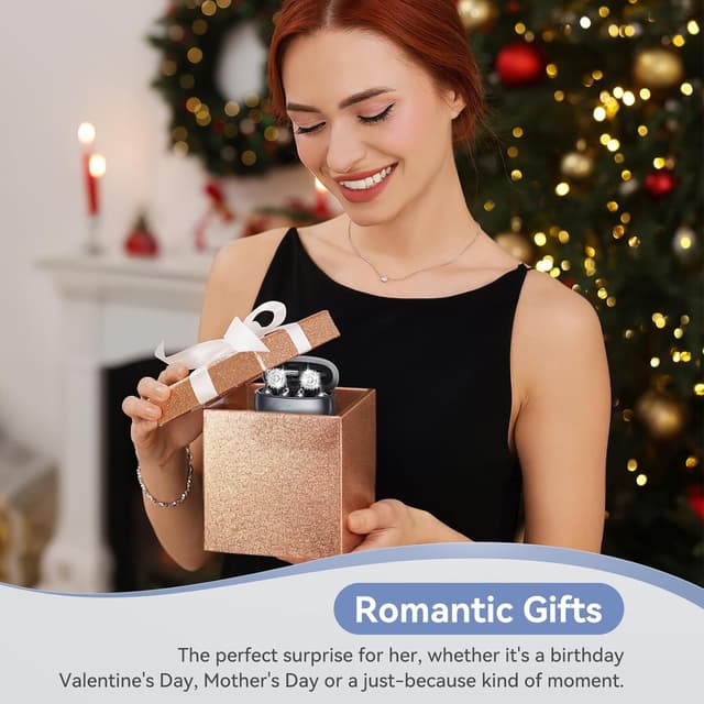 Detalle 2 de Kinglucky Jewelry-Inspired Clip-On Open-Ear Bluetooth Earbuds with Removable Crystal Earrings (Black)