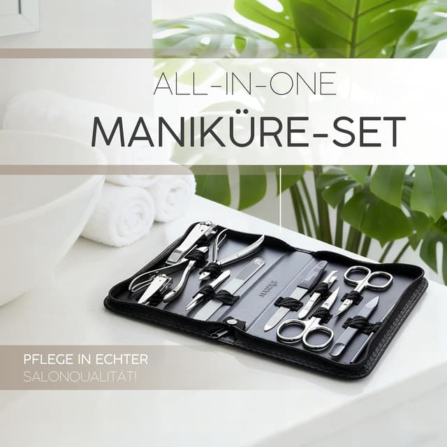 Detalle 2 de marQus Solingen Maniküre-Set 12-teilig im Kunstleder-Etui – Komplett-Kit für Hand- und Fußpflege