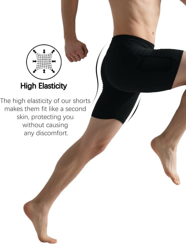Detalle de HovSiyla 6-Pack Compression Shorts with Pocket for Men | Moisture-Wicking Athletic Workout & Running Underwear