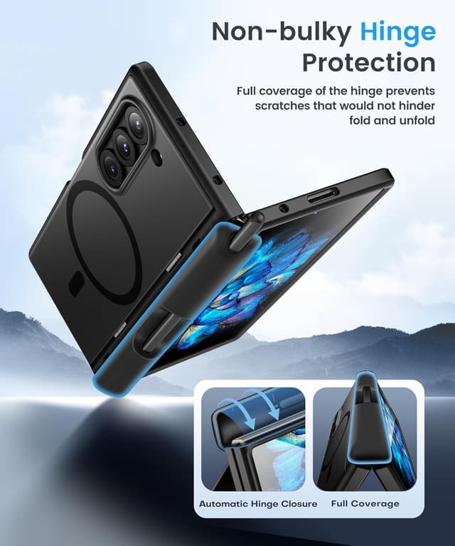 Thumbnail 6 de BERFY for Galaxy Z Fold 6 Case with Screen Protector, MagSafe Compatibility, Built-in Kickstand & S Pen Slot (Black)