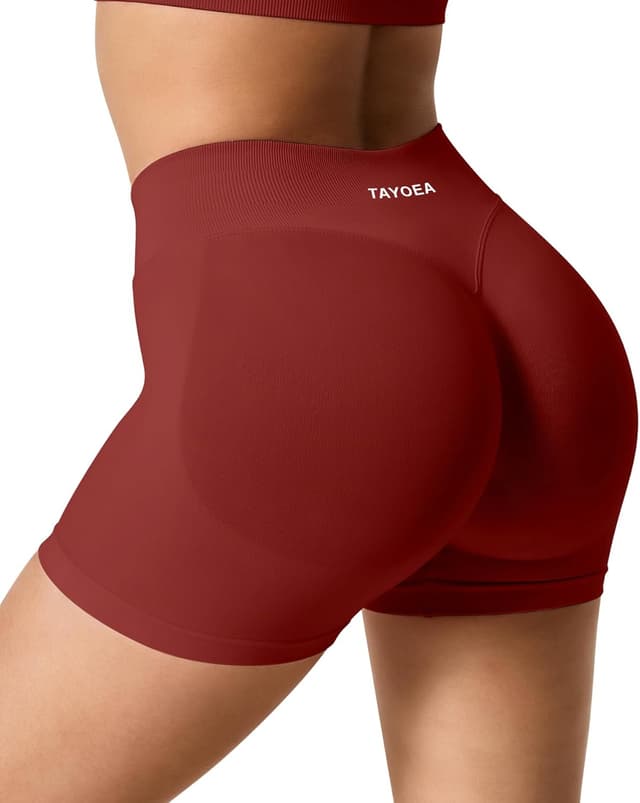 Detalle de TAYOEA Sport Shorts Damen Scrunch – kurze Scrunch-Workouthose mit Push-up & Butt-Lifting-Effekt