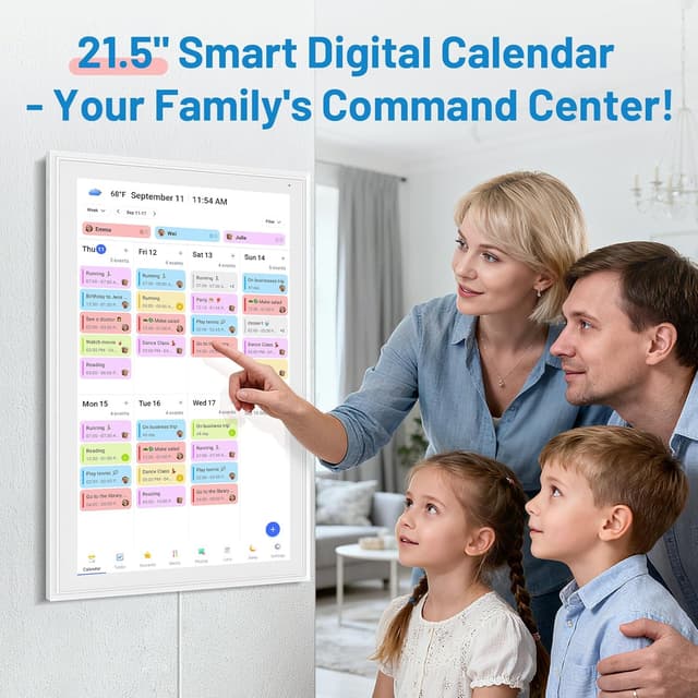 Detalle de Digital Calendar Smart Wall Display (21.5-Inch) for 2026 Planning, Chore Tasks, Weather & Photo Frame