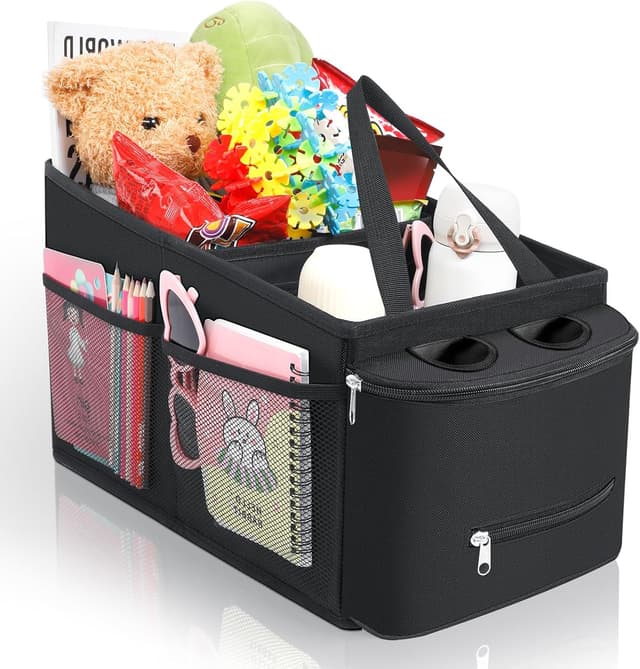 Detalle de Romon Organizer Auto per bagagliaio e sedili anteriori/posteriori con divisorio, maniglie e tasche in rete