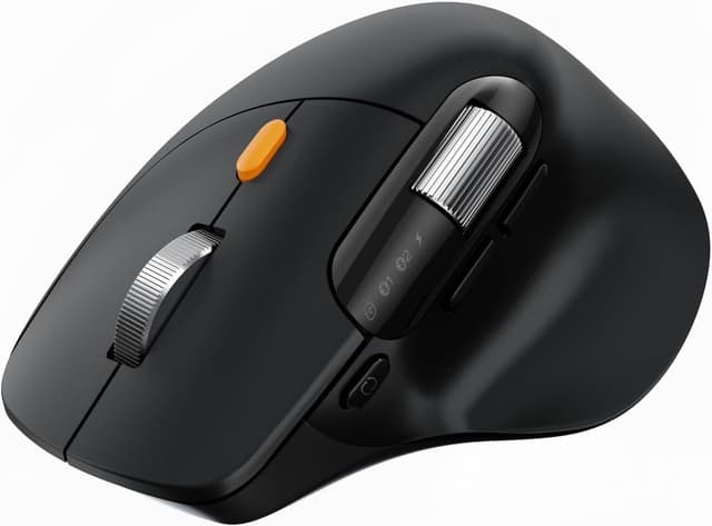 Detalle de ProtoArc EM25 Mouse ergonomico wireless con Bluetooth e 2.4G, scorrimento laterale e 8K DPI ricaricabile (nero)