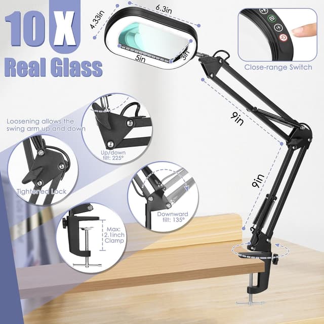 Detalle 2 de 10X Magnifying Glass with Light and Clamp