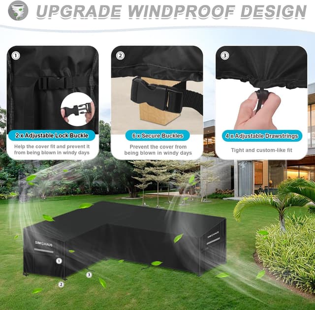 Thumbnail 4 de SIMPHAUS L Shaped Garden Furniture Cover