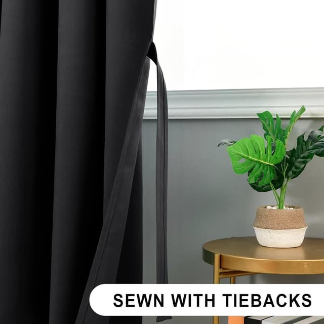 Detalle 2 de DWCN Verdunkelungsvorhänge Schwarz 183x117 2er Set