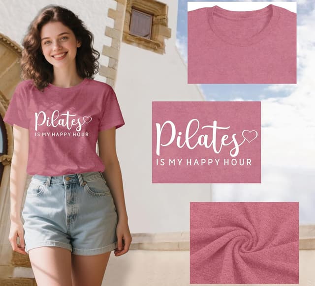 Detalle 2 de Qskall women’s Pilates T-shirt for yoga, workout and everyday wear