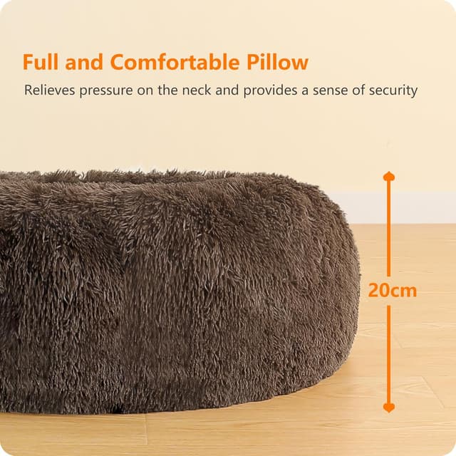 Thumbnail 6 de HMTOPE Orthopädisches rundes Hundebett (Donut) 70 cm Ø, braun – waschbarer Kuschelkokon