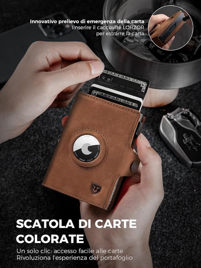 Detalle 2 de LORZOR Portafoglio Airtag Slim 10 carte