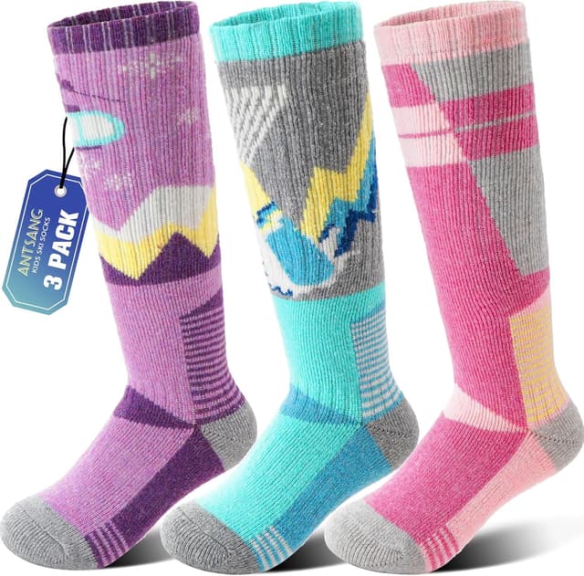 Imagen de ANTSANG 3 Pairs Kids Merino Wool Ski Socks 3 Pairs en OfertitasTOP