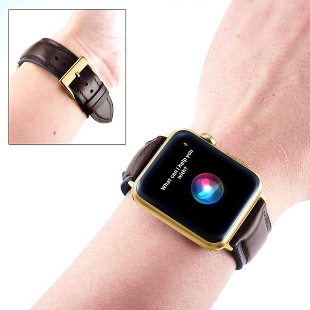 Detalle de BINLUN oil wax leather & silicone hybrid Apple Watch strap (38mm–42mm, compatible models)