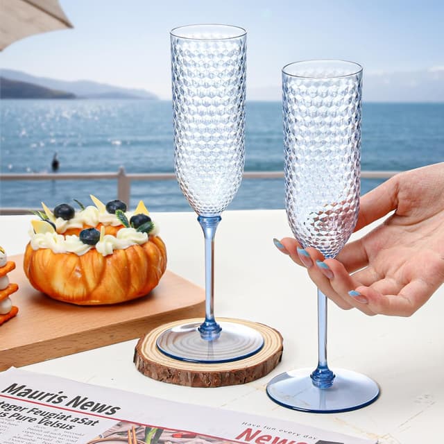 Thumbnail 4 de XUWAIDSGN 5.5 Oz Blue Disposable Champagne Flutes ๐ฅ