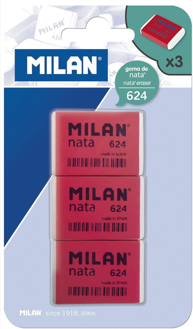 Detalle de MILAN BPM9205 Pack de 3 gomas de borrar