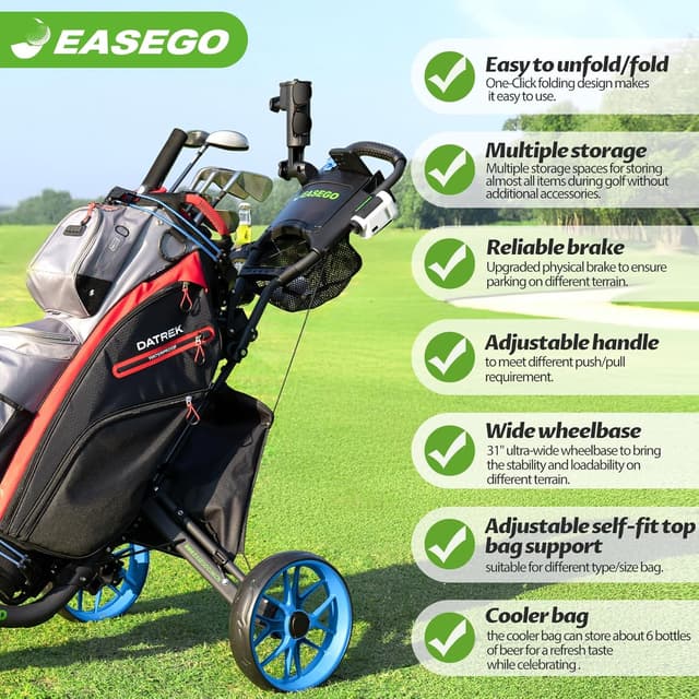 Detalle 2 de EASEGO Golf Push Cart 3-Wheel foldable golf caddy ⛳