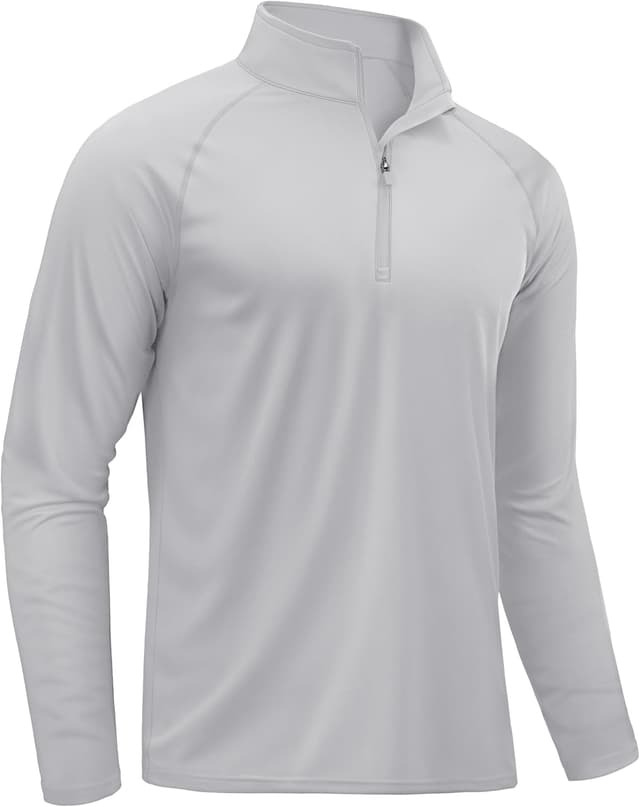 Detalle de TACVASEN men’s long sleeve 1/4 zip athletic top with UPF 50+ sun protection