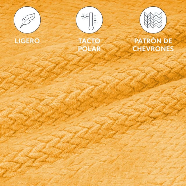 Detalle 2 de Dreamzie Manta Sofa Amarilla con Patrón Chevrón 🛋