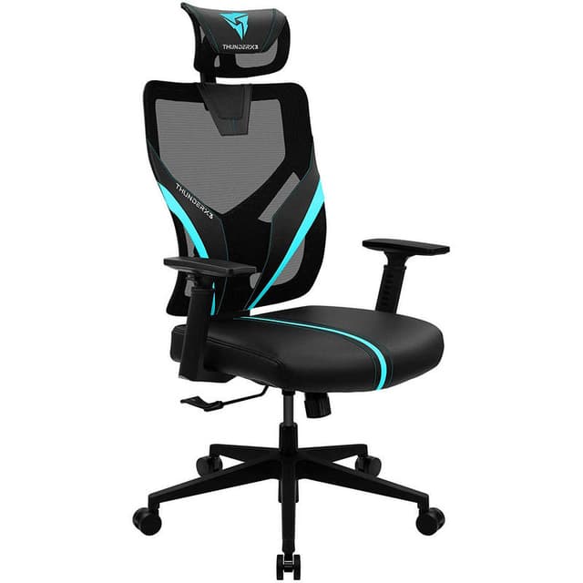 Detalle 2 de ThunderX3 Yama 1 silla gaming Cian/Negro: ergonomía con malla transpirable para jugar cómodo