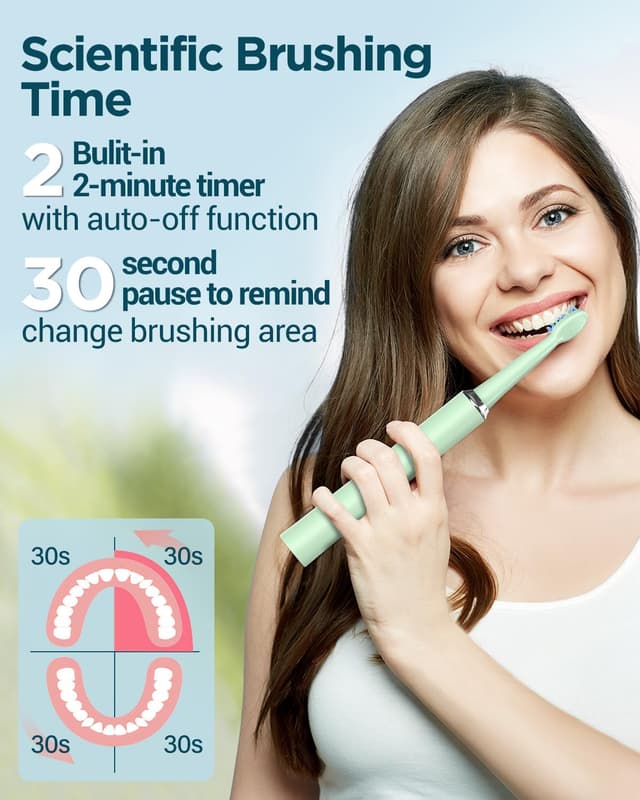 Detalle 2 de Brosse à dents électrique rechargeable pour adultes et enfants – 8 têtes, 5 modes, minuteur 2 minutes