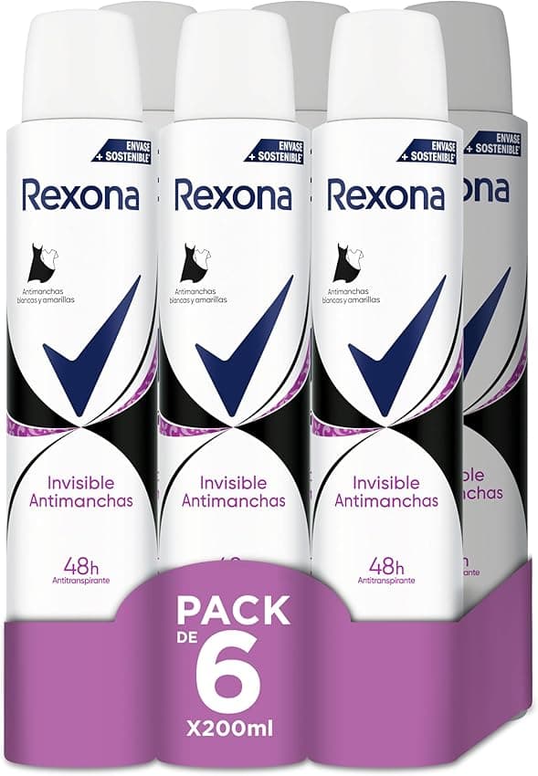 Imagen de Rexona Invisible Desodorante Aerosol Antitranspirante Mujer 🖤 Pack de 6 en OfertitasTOP