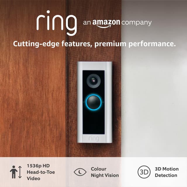 Detalle de Ring Wired Video Doorbell Pro (formerly Video Doorbell Pro 2) – 1536p HD head-to-toe video, 3D motion detection & hardwired