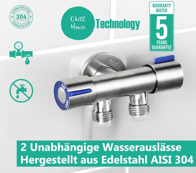 Detalle de Chill House Kit doccetta per bidet in acciaio inox 304 con doccino e rubinetto 2 vie, idroscopino ad alta pressione