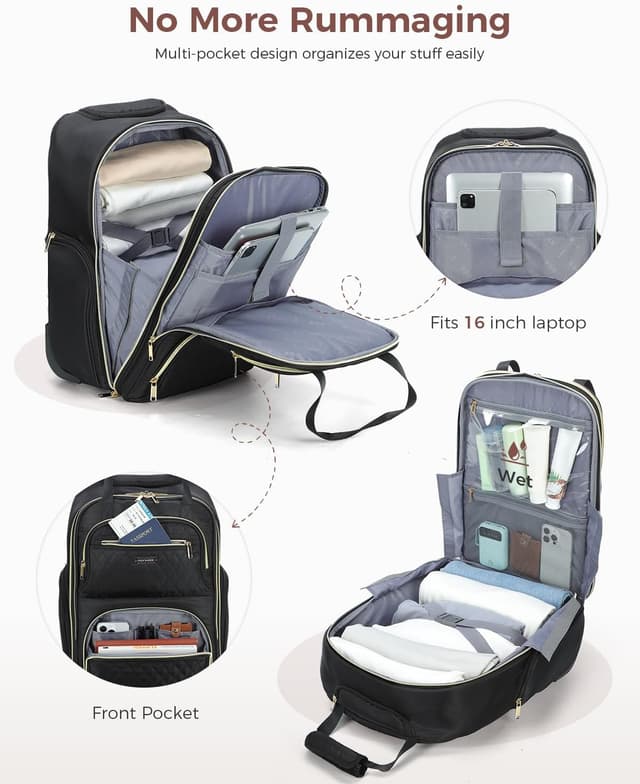 Detalle 2 de Ponhog Rolling Laptop Travel Backpack 15.6" wheeled backpack