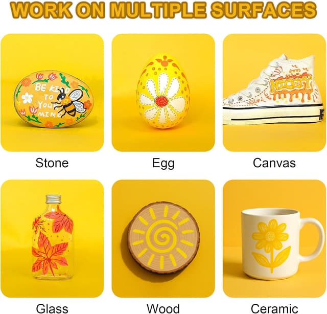 Detalle 2 de NICETY 32 Colour Yellow Acrylic Paint Pens (1–5mm) – Water-Based Acrylic Markers with Brush Tip