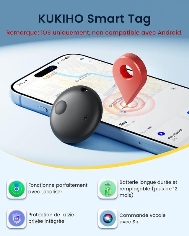Detalle 2 de KUKIHO Traceur Tag d’Objets Bluetooth 36m