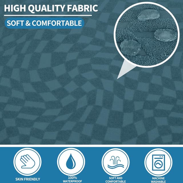 Detalle de Housse assise et dossier de canapé extensible Ystyle (3 places) – Turquoise