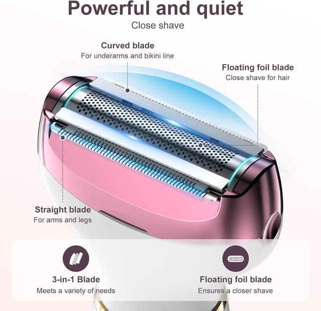 Detalle de Koeutoze 4-in-1 Electric Women’s Shaver with Digital Display (IPX7 Waterproof) – Bikini, Facial & Full-Body Trimming