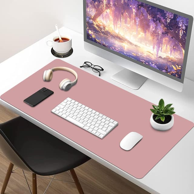 Detalle de Sevenpers Schreibtischunterlage Kinder doppelseitig wasserdicht & rutschfest, PU-Leder Mauspad 60 x 40 cm (Lila/Rosa)