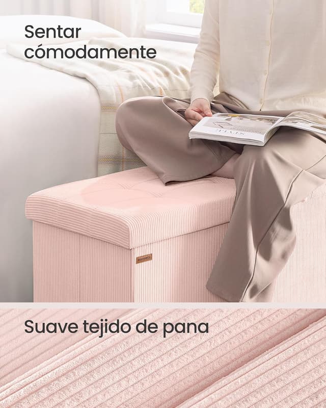 Thumbnail 3 de SONGMICS LSF604R01 Puff de Almacenaje Plegable Rosa