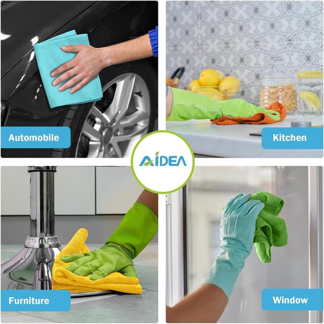 Thumbnail 3 de AIDEA microfibre cleaning cloth pack of 100 (30 x 30 cm) – lint-free, reusable cloths for house, kitchen and cars