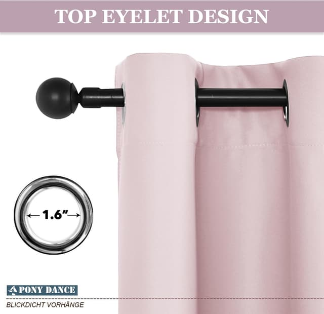 Detalle 2 de PONY DANCE Pink Eyelet Curtains 66×84 in