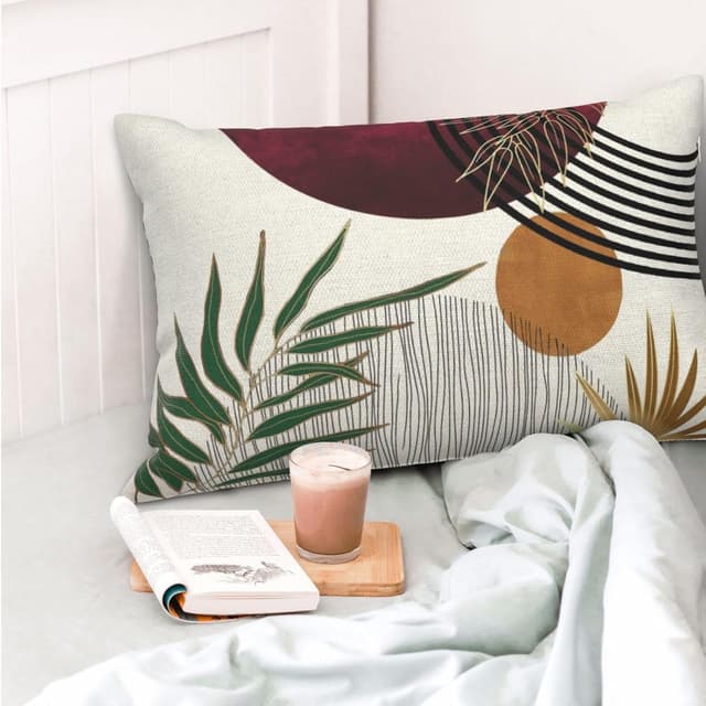 Thumbnail 2 de Boho Pillow Covers 12x20 Burgundy Mid-Century Throw Pillowcase 🛋