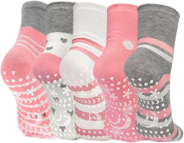 Thumbnail 6 de ZFSOCK calze antiscivolo bambino in cotone, fantasia animali a righe (confezione da 5 paia)