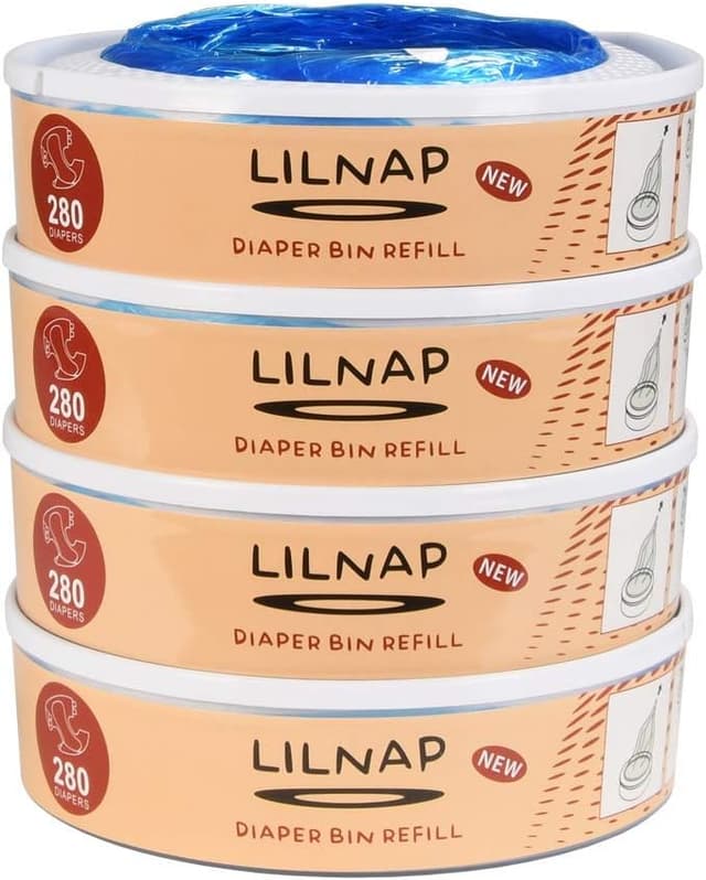 Detalle de LILNAP 4 Nachfüllkassetten für Angelcare Windeleimer & Litter Locker II (runde Kassetten) – neues Design