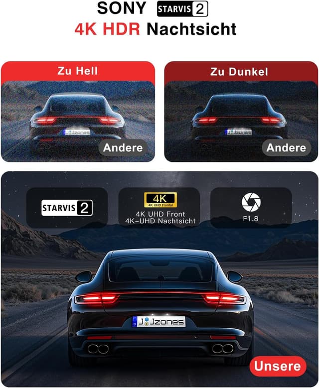 Thumbnail 2 de Jzones 3‑Kanal Dashcam 4K