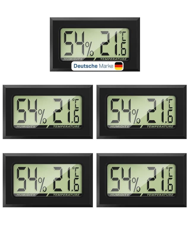 Detalle de MAVORI 5er-Set Mini Thermo-Hygrometer digital (2-in-1) für Temperatur & Luftfeuchtigkeit