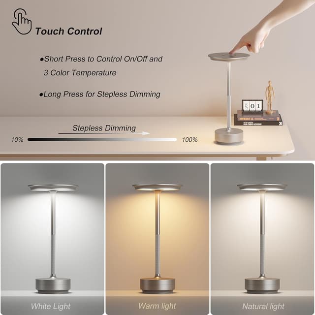 Thumbnail 1 de TBBGA 2 Pack Rechargeable Table Lamps 5000mAh