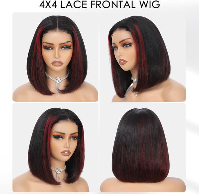 Detalle 2 de Perruque Femme Naturelle Highlight 1B/99J Pre Cut Lace Glueless Wig